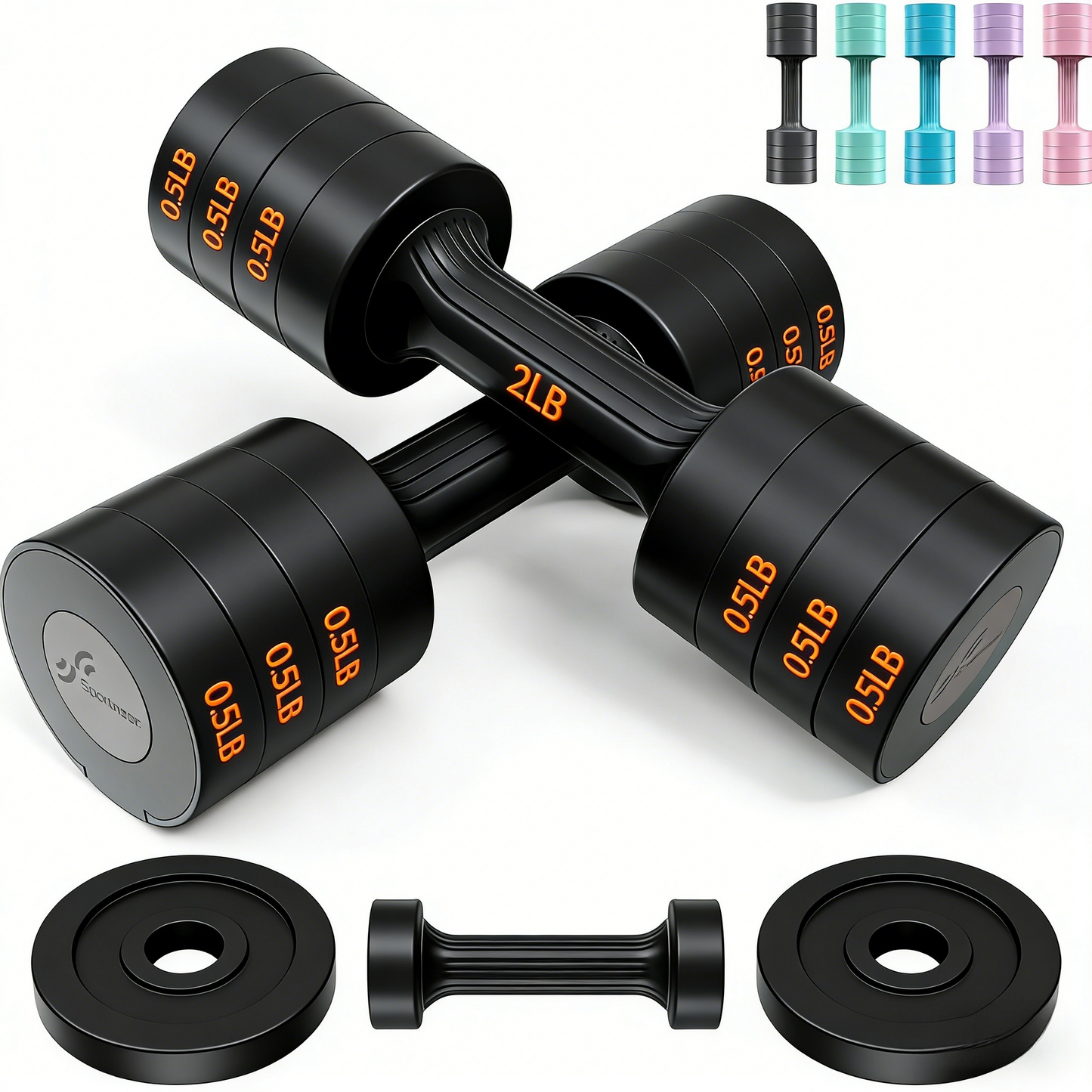 1-Second Adjustable Dumbbell Set (2-5LB Each)