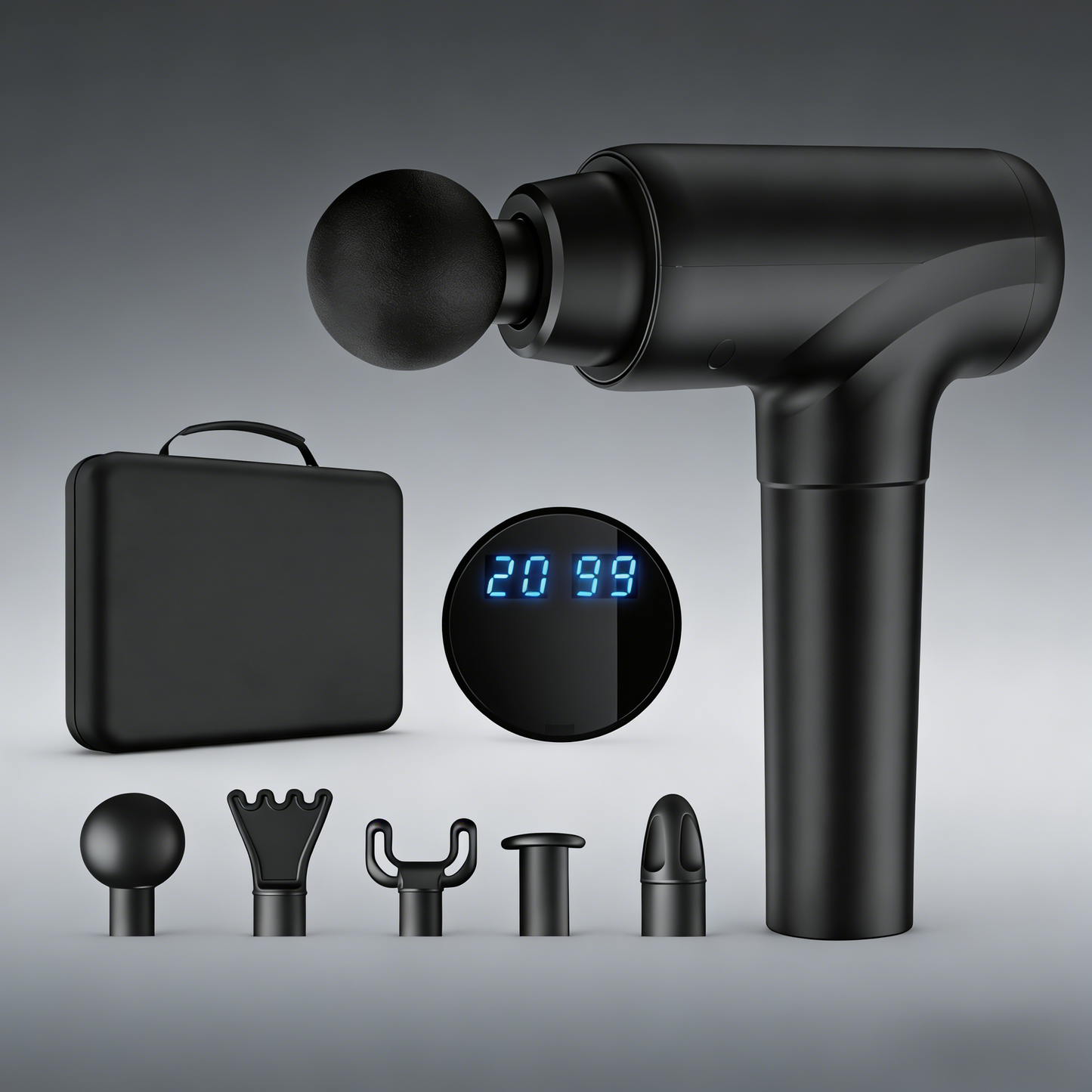 LCD Touch Screen Massage Gun - Deep Tissue Muscle Massager with 6 Attachments