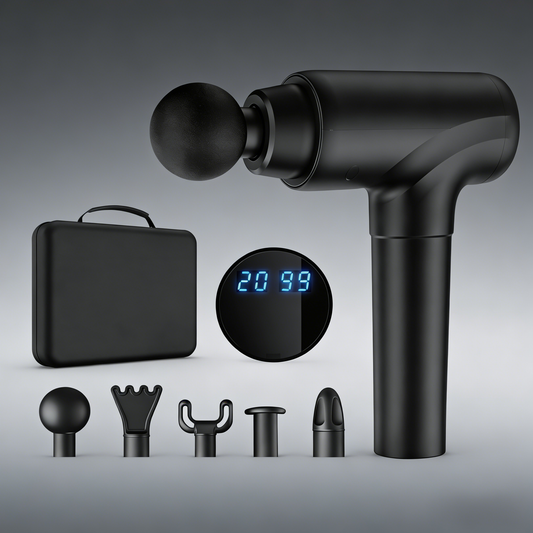 LCD Touch Screen Massage Gun - Deep Tissue Muscle Massager with 6 Attachments