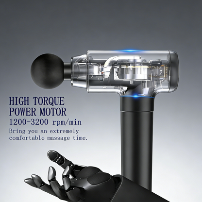 LCD Touch Screen Massage Gun - Deep Tissue Muscle Massager with 6 Attachments